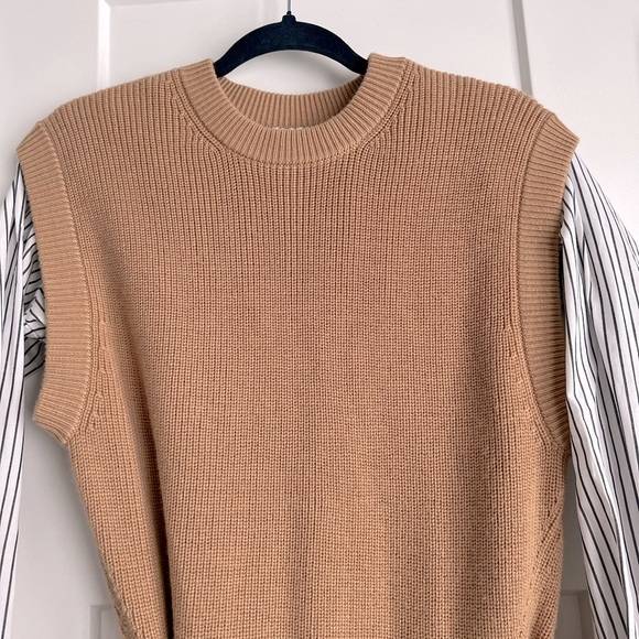 SIMKHAI Shai Combo Knit Belted Crewneck Mini Dress Camel NEW with tag - Picture 4 of 10